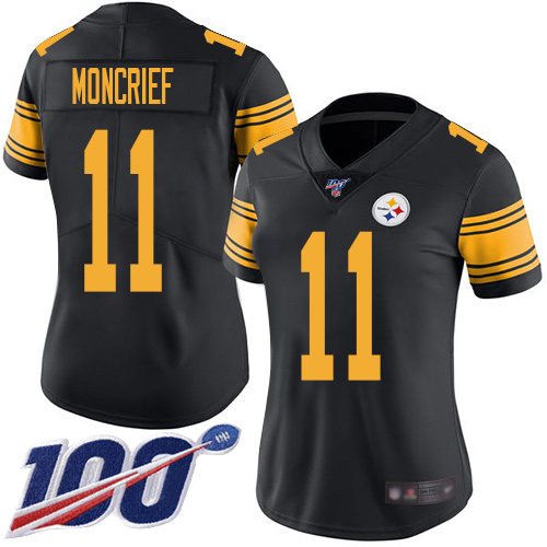 Women Pittsburgh Steelers Football #11 Limited Black Donte Moncrief 100th Season Rush Vapor Untouchable Nike NFL Jersey